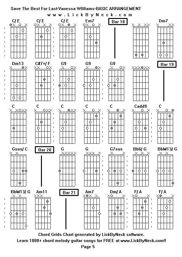 Chord Grids Chart of chord melody fingerstyle guitar song-Save The Best For Last-Vanessa Williams-BASIC ARRANGEMENT,generated by LickByNeck software.